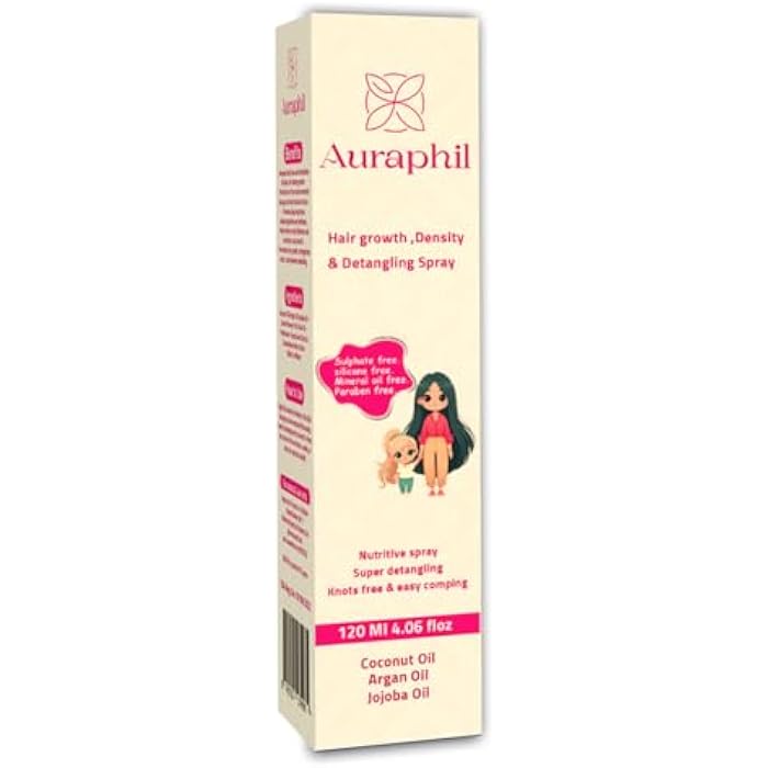 Auraphil Hair Spray Nourishing Hair Growth & Thickening Hair Spray Safe Treatment & Prevent Hair Loss Suitable for Kids and Adults Enriched with Vitamins & Oils to Strengthen & Restore Hair - 120 ml - Image 1